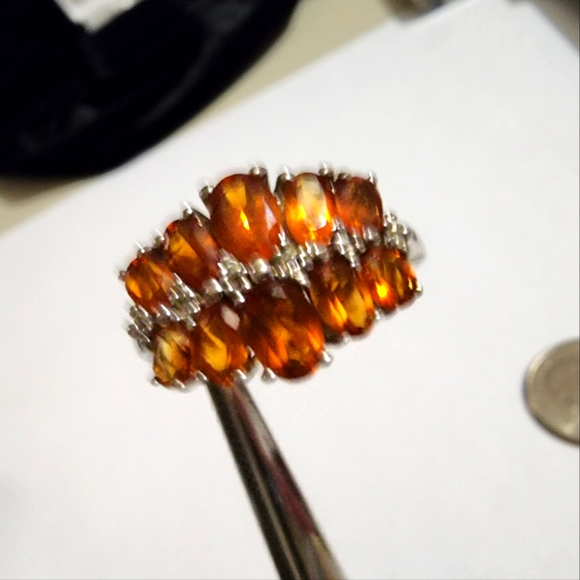 Sterling Silver Dark Orange Garnet Ring - Picture 3 of 9